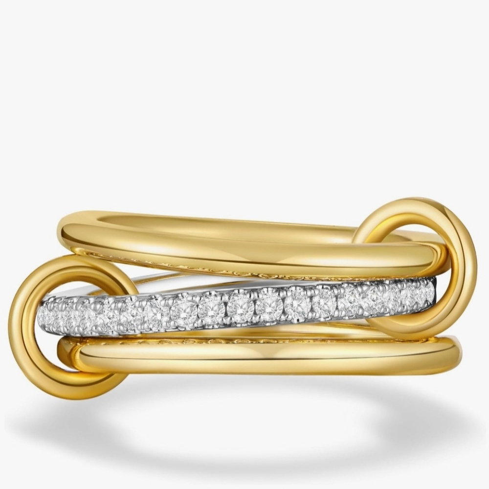 14K Gold Plated Stackable Rings, 3 Ring Set with CZ‎ Cubic Zirconia 10